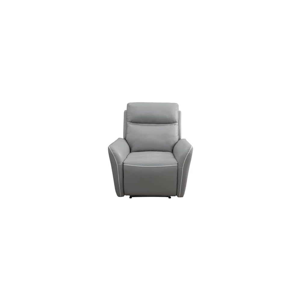 Intelligent Functions Single Recliner Sofa Chair, Light Grey Breathing Leather Living Room Recliner Chair, Back Can Reach 110-115°, Ambient LED Lighting