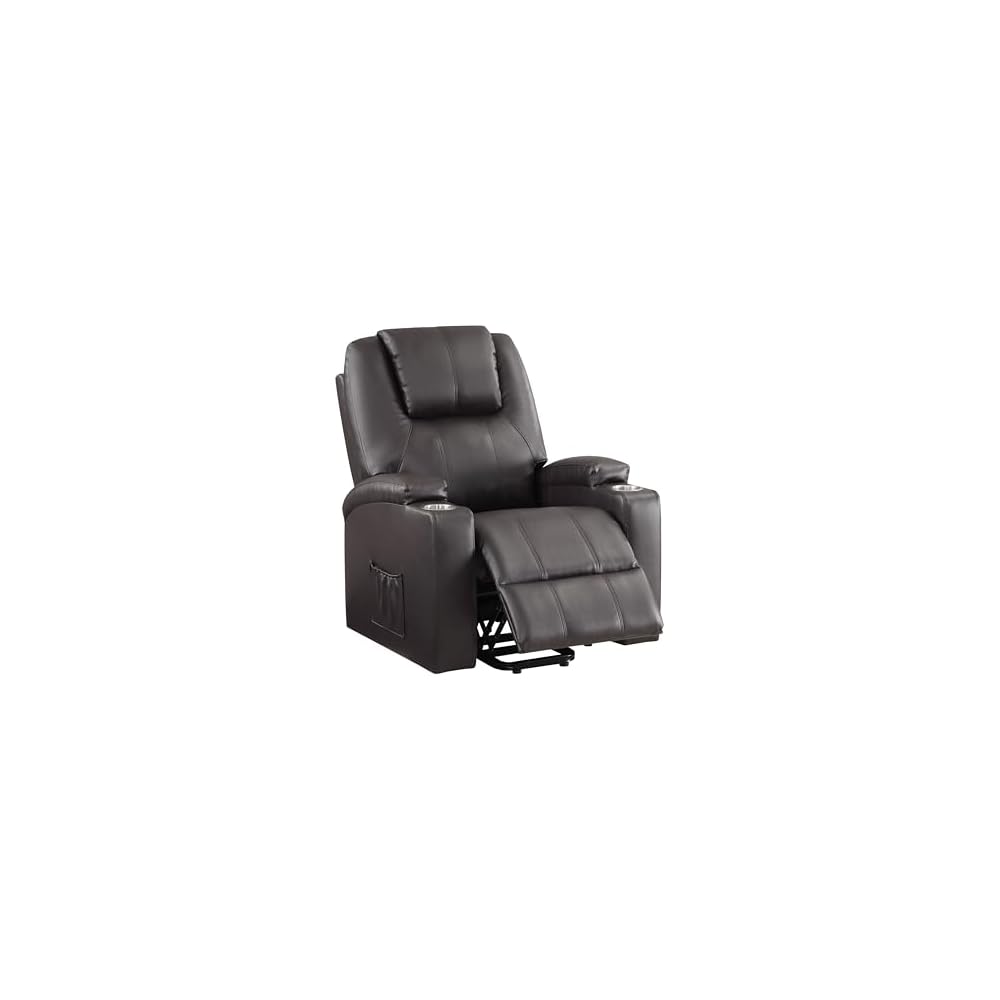 Acme Evander Upholstered Recliner with Power Lift in Brown