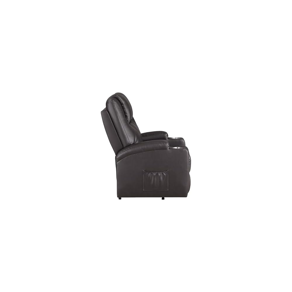Acme Evander Upholstered Recliner with Power Lift in Brown