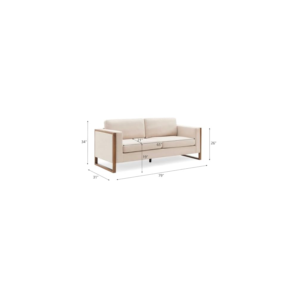 Christopher Knight Home Bricez 79" Sofa Couch, Cozy Upholstered 3-Seater Sofa, Oversized Loveseat, Comfy Fabric Couches for Living Room and Office, Modern Couch and Sofa, Wooden Frame, Taupe Beige
