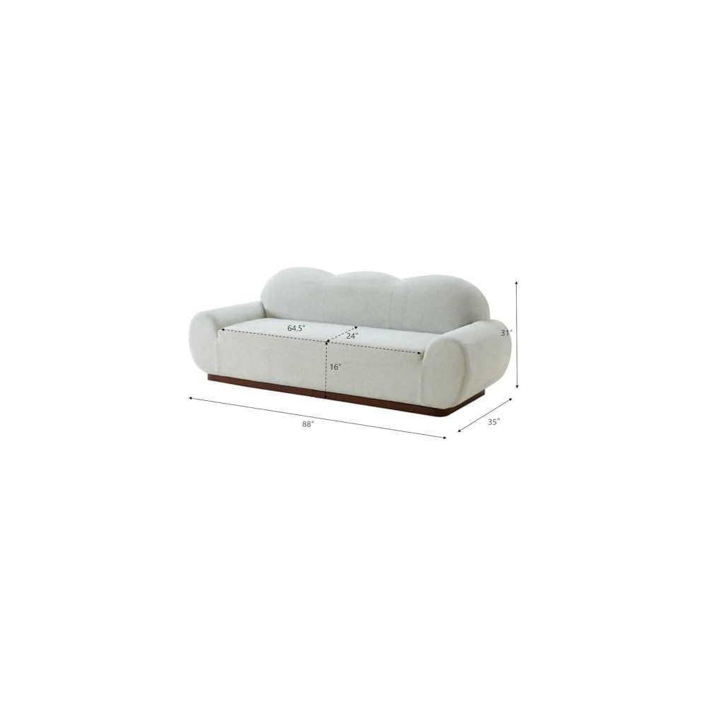 Christopher Knight Home Zera 88" Comfy Boucle Upholstered Cloud Couch, 3-Seater Sofa Couches, Low Profile Home Sofa Living Room with Round Arm, Sturdy Wooden Frame Lounge Chair Indoor, Light Green