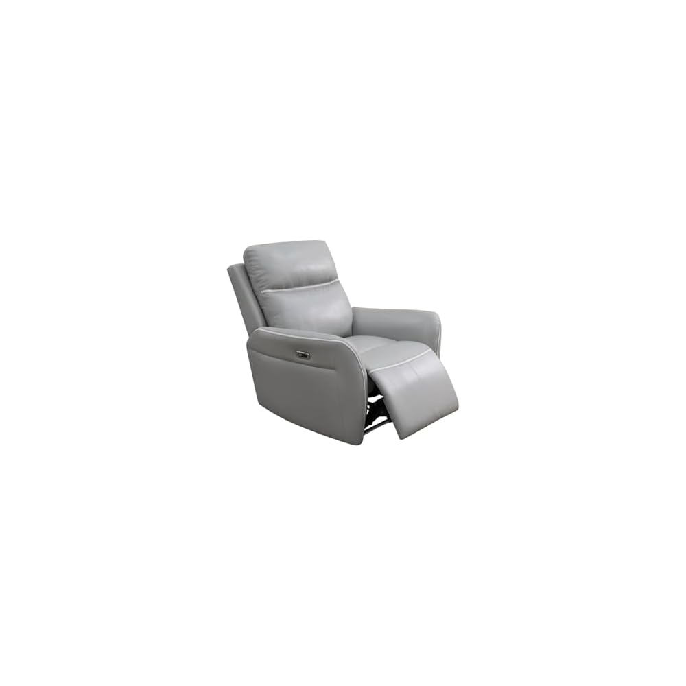 Intelligent Functions Single Recliner Sofa Chair, Light Grey Breathing Leather Living Room Recliner Chair, Back Can Reach 110-115°, Ambient LED Lighting
