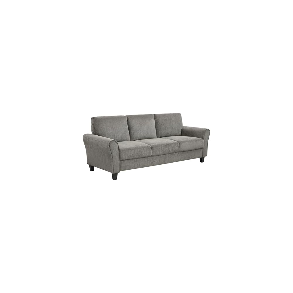 Lexicon Modern Sofa, Chenille Upholstered Sofa, Flared Round Arms, Foam Padded Pocket Coil, Comfortable Seat, Easy Assembly, Small Couch for Living Room/Office/Reading Spaces, Brown