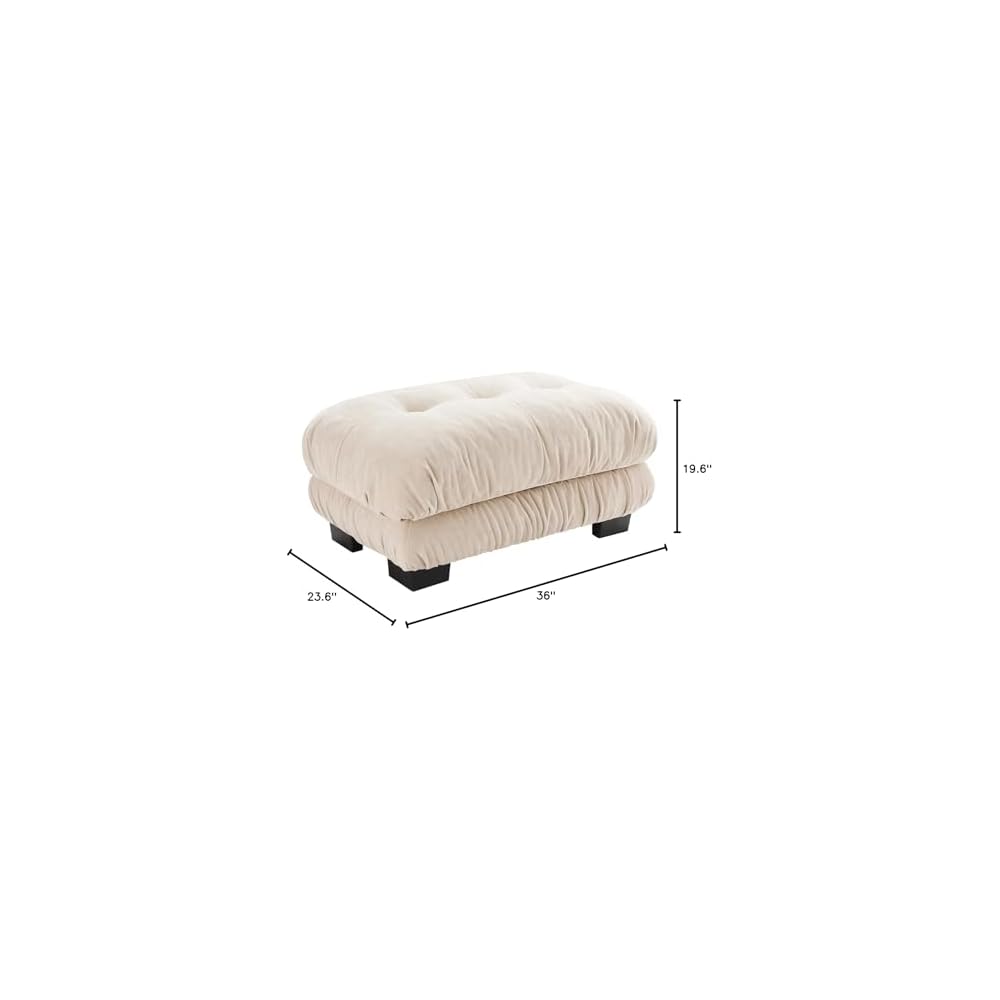 Beige Ottoman for Modular Sectional Sofa, Single Sofa, Ottoman Seat for Convertible Sectional, Chenille Sofa Couch for Living Room, Bedroom, Apartment