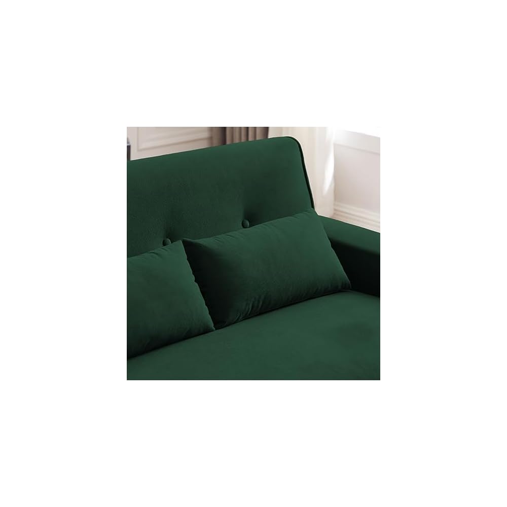 48.8" Small Loveseat Sofa, Mid Century Modern Love Seat Couch with Back Cushions and Plastic Legs, 2 Seater Couches for Living Room, Bedroom, Small Spaces, Green