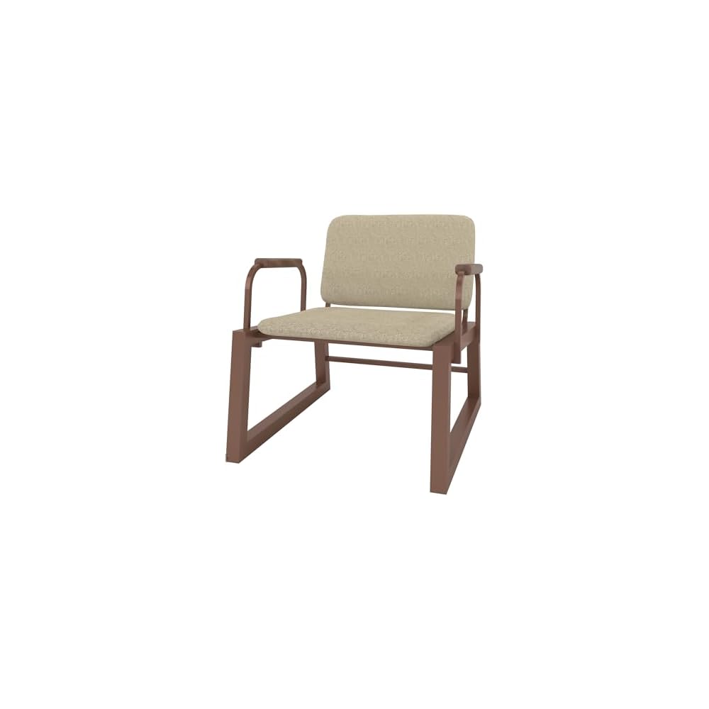 Manhattan Comfort Whythe PU Leather Low Accent Chair 1.0 with Solid Wood Arm Design, White