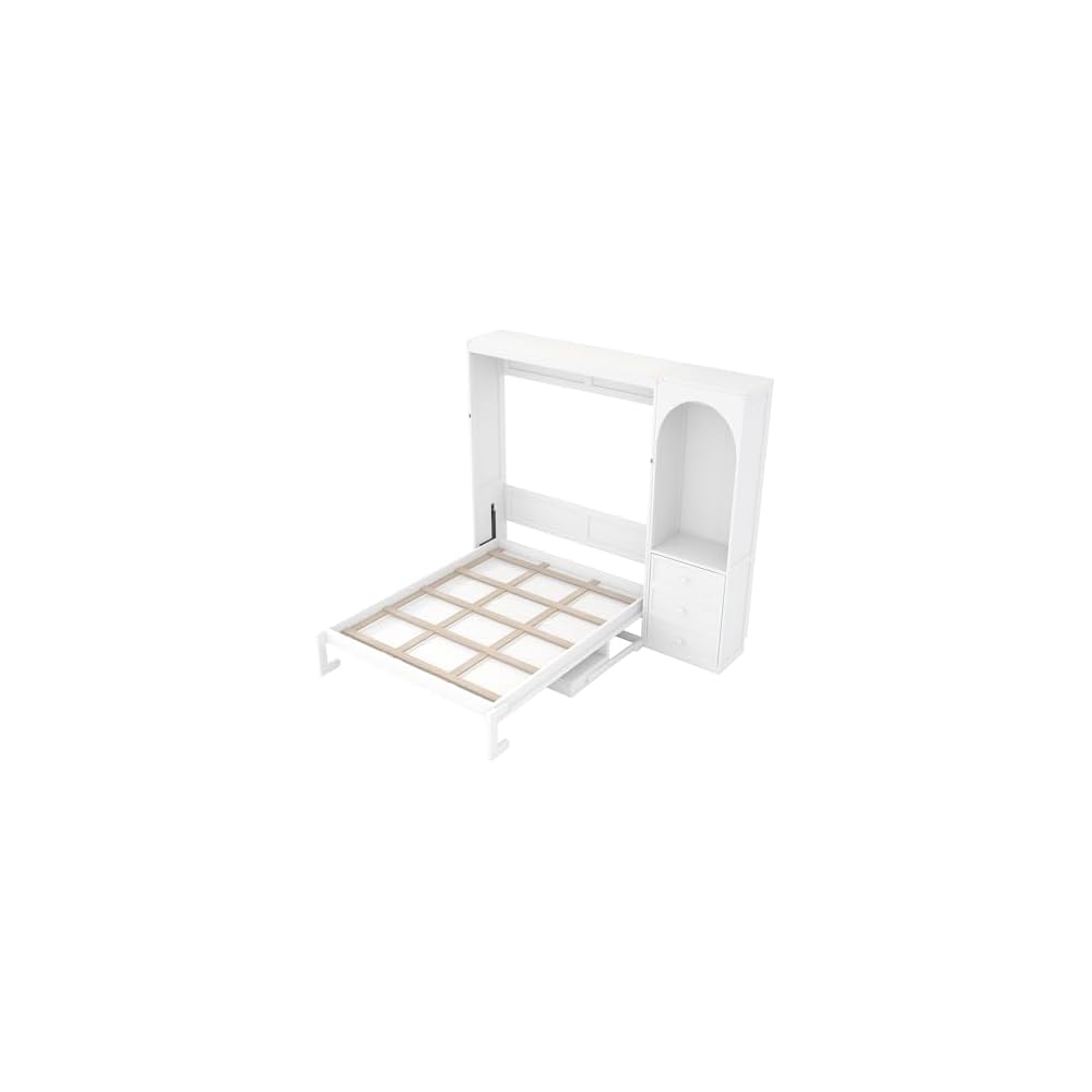 YOPTO Murphy Bed Queen Size,Murphy Bed with Stoarge Shelf,White