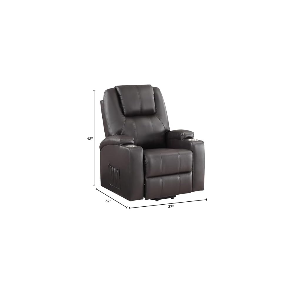 Acme Evander Upholstered Recliner with Power Lift in Brown