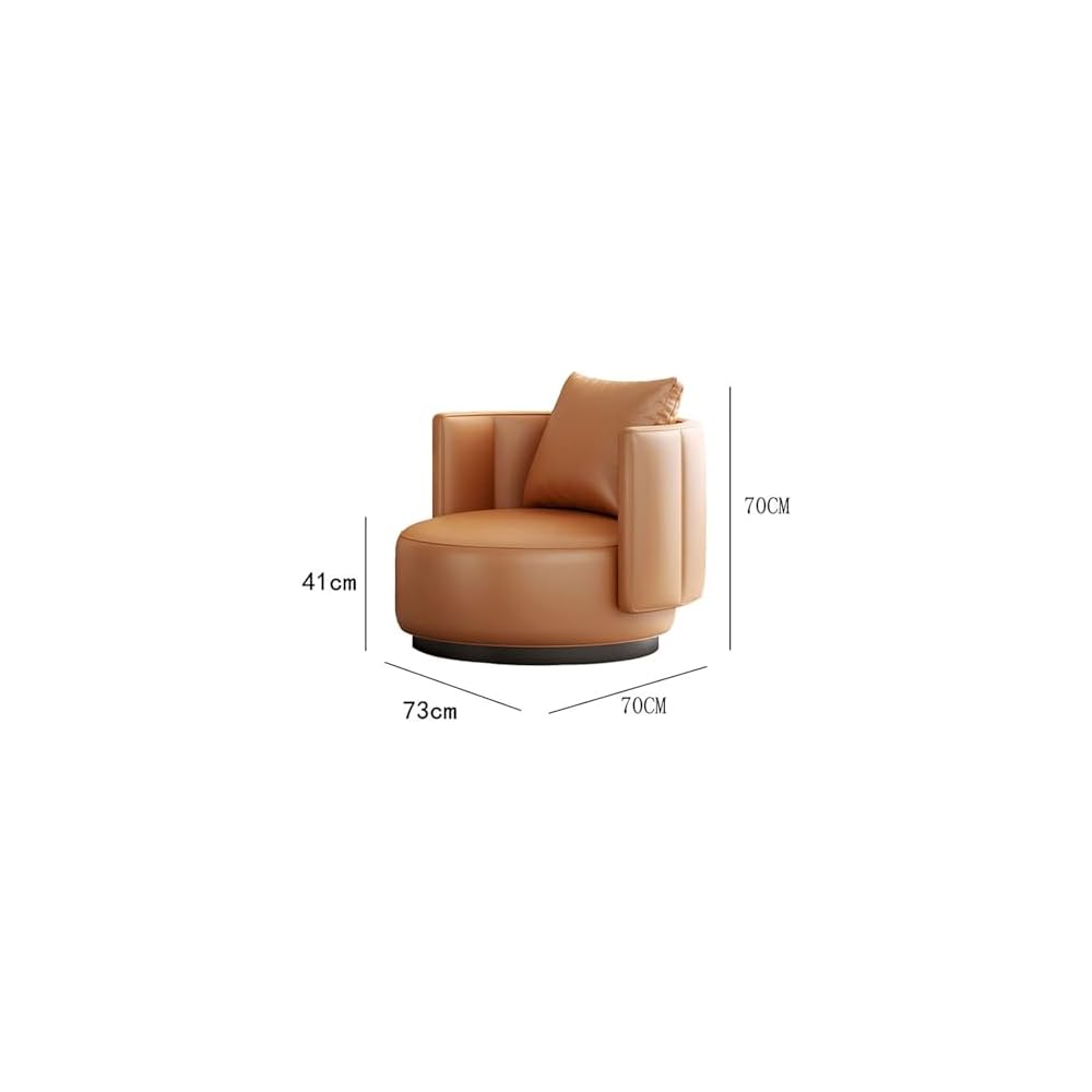 Lounge Chair Luxury Nordic Style Leather Single Sofa Mid-Century Armchair Backrest High-Density Sponge Modern Swivel Accent Sofa for Hotel Club Sales Office Living Room Balcony Meetings (Fixed)