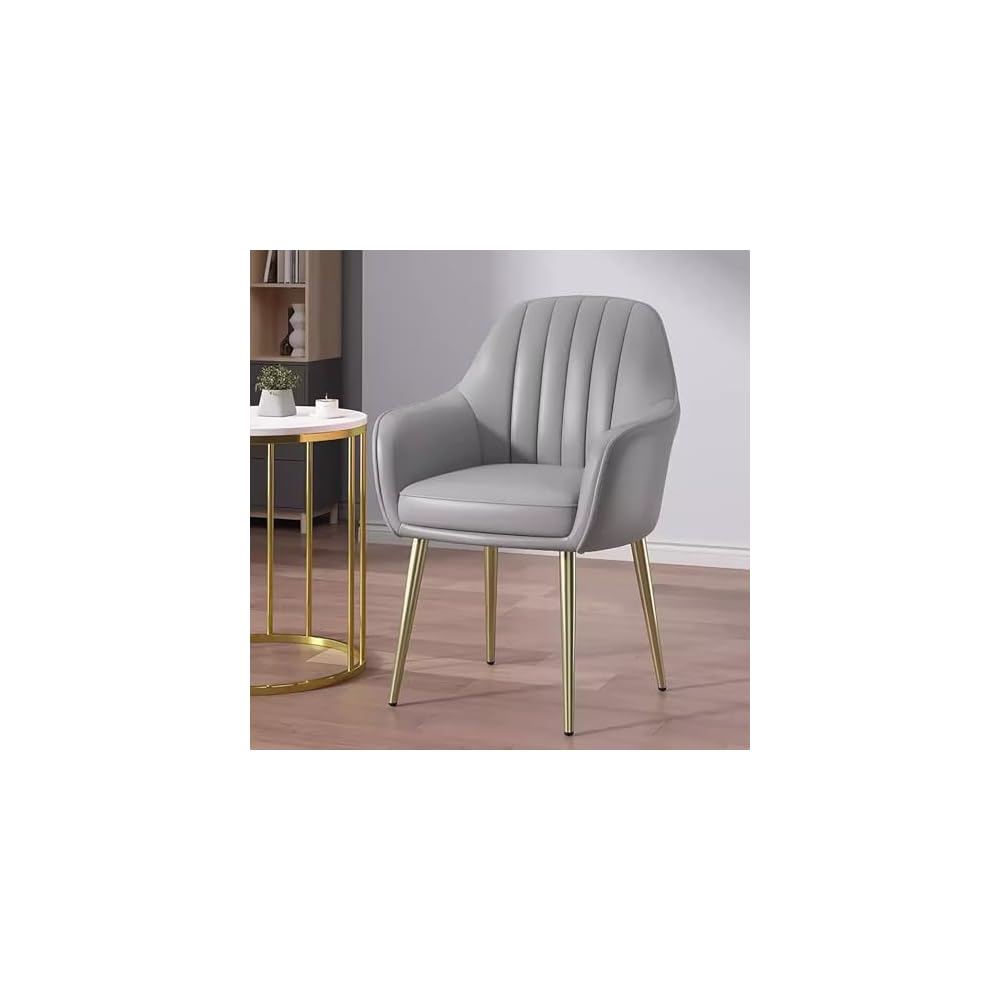 Makeup Chair, Faux Leather Arm Upholstered Vanity Chair, with Metal Legs Makeup Vanity Chair, for Living Room, Desk Makeup (Color : Dark Gray)