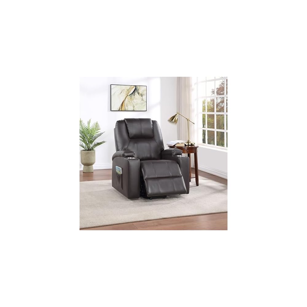 Acme Evander Upholstered Recliner with Power Lift in Brown