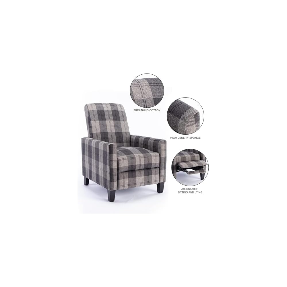Modern Armchair Recliner - 150° Adjustable Backrest, Ergonomic Support, Easy Assembly | Stylish Textile Accent Chair for Living Room, Bedroom, Office | Ideal for Relaxation and Comfort (Gray)