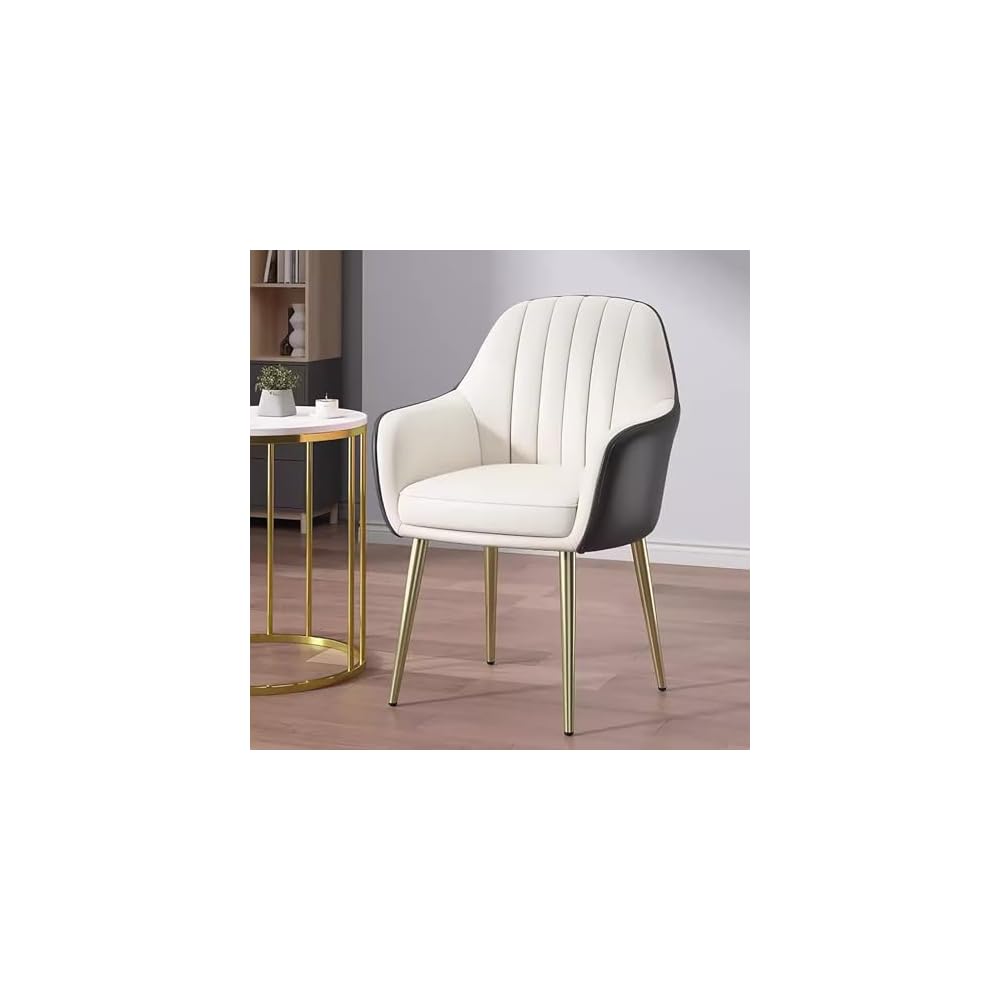 Makeup Chair, Faux Leather Arm Upholstered Vanity Chair, with Metal Legs Makeup Vanity Chair, for Living Room, Desk Makeup (Color : Dark Gray)