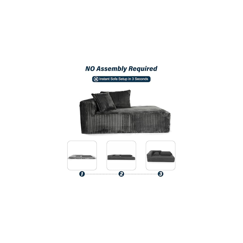 Ribilake 101" Dark Grey Boneless Couch