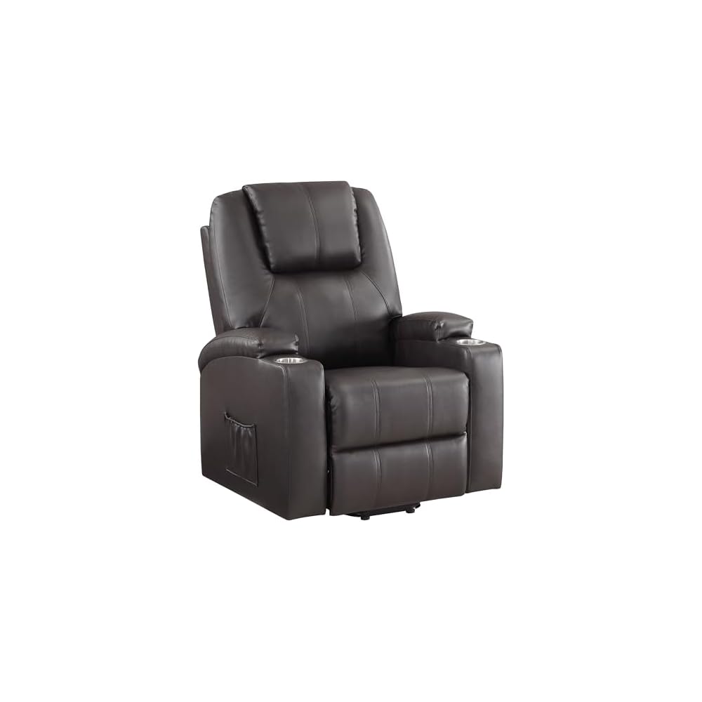 Acme Evander Upholstered Recliner with Power Lift in Brown