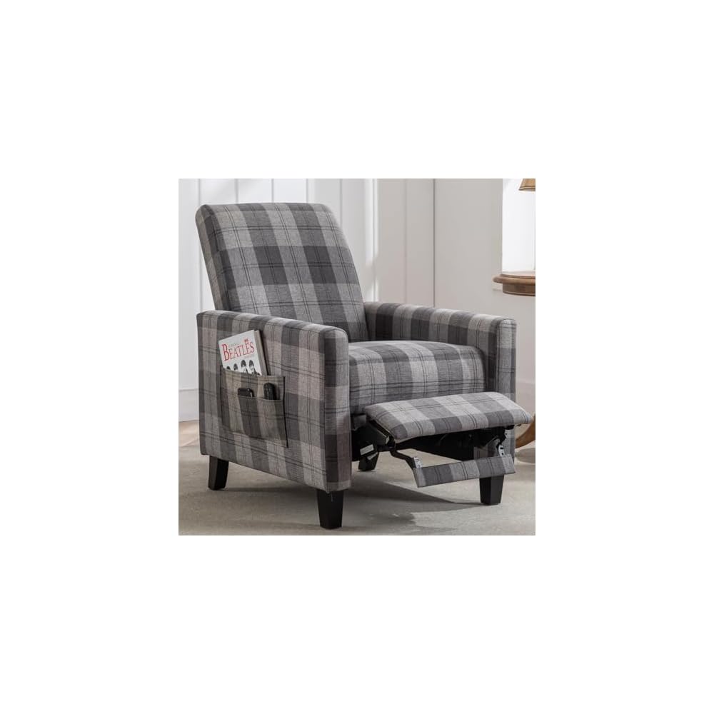 Modern Armchair Recliner - 150° Adjustable Backrest, Ergonomic Support, Easy Assembly | Stylish Textile Accent Chair for Living Room, Bedroom, Office | Ideal for Relaxation and Comfort (Gray)
