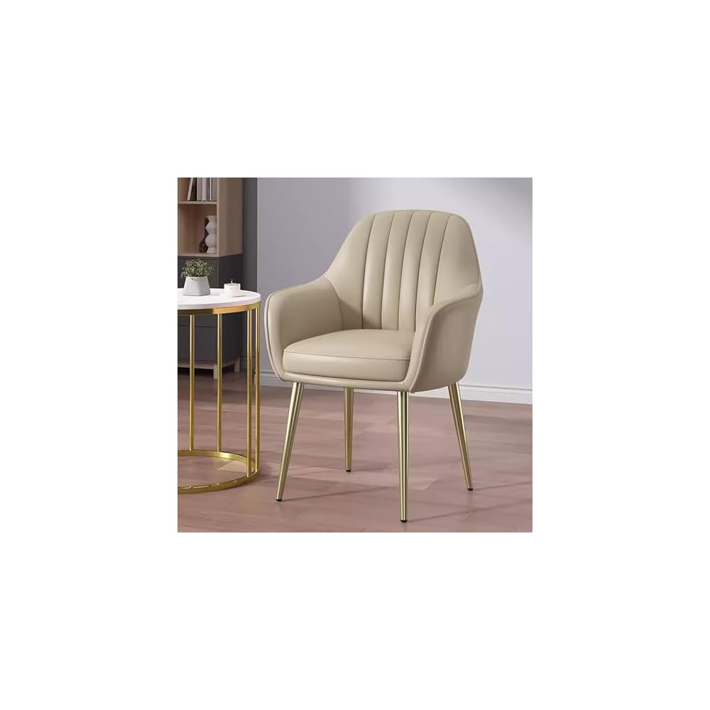 Makeup Chair, Faux Leather Arm Upholstered Vanity Chair, with Metal Legs Makeup Vanity Chair, for Living Room, Desk Makeup (Color : Dark Gray)