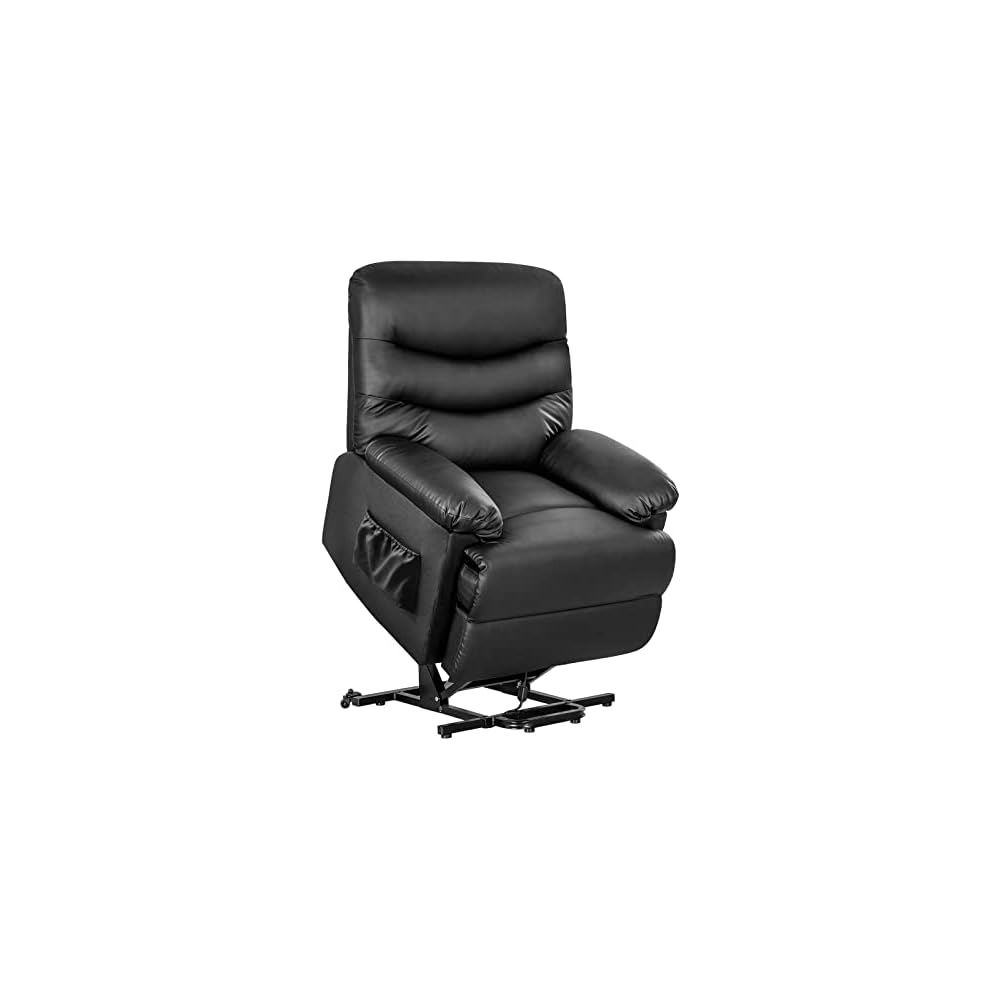 PU Leather Electric Power Lift Recliner Chair Sofa Home Leisure Recliner Chair for Elderly People with Remote Control, 32"x 39"x 40.7", Black