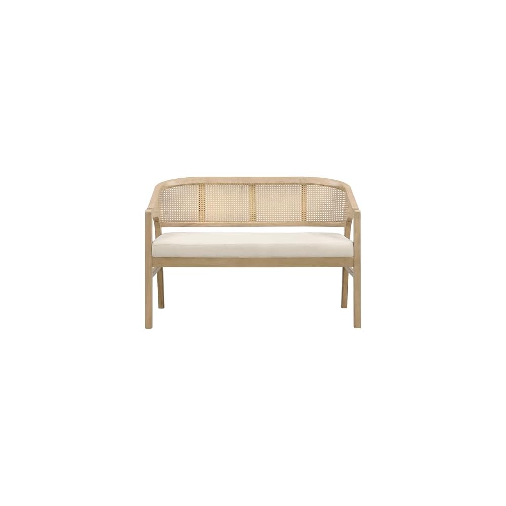 Christopher Knight Home Faritel Upholstered Loveseat Sofa with Rubberwood Frame, Comfy Living Room 2-Seater Sofa, Space-Saving Couch for Hotel/Apartment, Beige+Light Ash