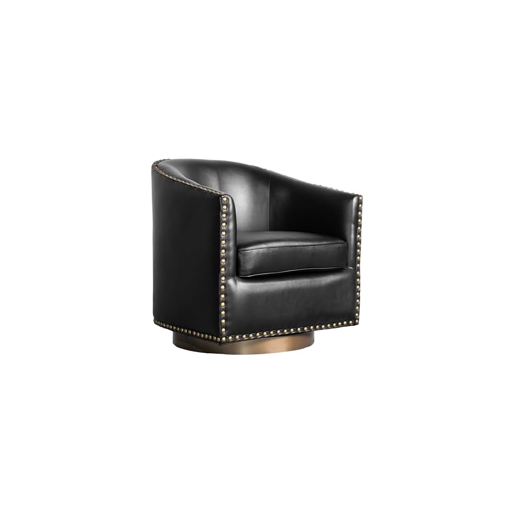 Flash Furniture Commercial LeatherSoft Swivel Barrel Armchair, Black
