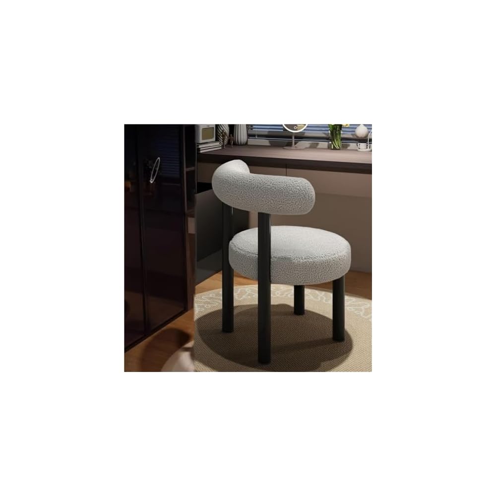 Luxury Makeup Stool, High-End Dressing Chair for Bedroom Vanity, Stylish White Dressing Table Seat, Elegant Makeup Fur for Home Decor
