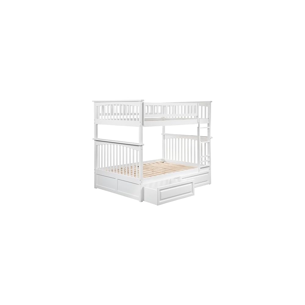 AFI, Columbia Bunk Bed Full Over Full with Raised Panel Bed Drawers, White