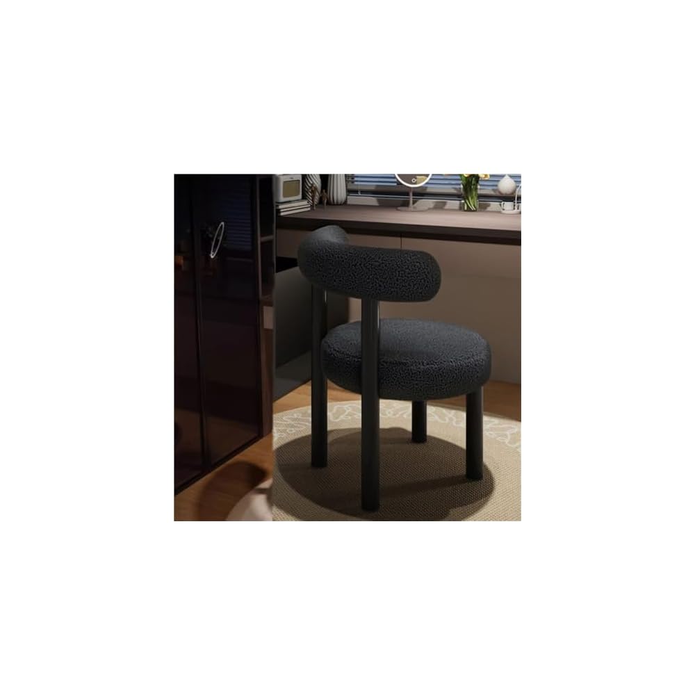 Luxury Makeup Stool, High-End Dressing Chair for Bedroom Vanity, Stylish White Dressing Table Seat, Elegant Makeup Fur for Home Decor