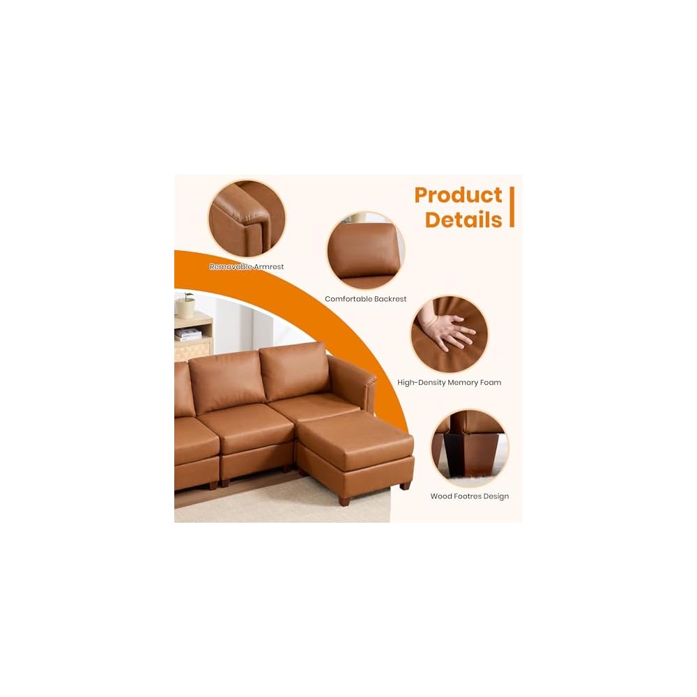 Modern Sectional Sofa,Faux Leather Modular Sectional Couchs with Storage