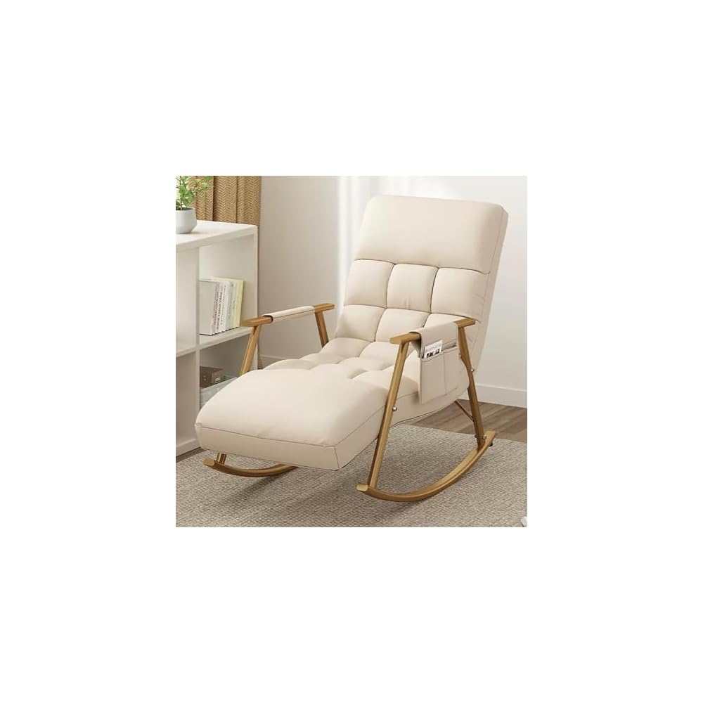LSLYTQ Adjustable High Backrest Comfort Recliner Rocking Chair - Upholstered Recliner for Living Room and Bedroom - Relax Lounge Chair with Armrest Side Pocket