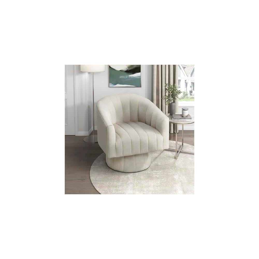 Lexicon Velvet Upholstered Swivel Accent Chair, Channel Stitched,Dark Green