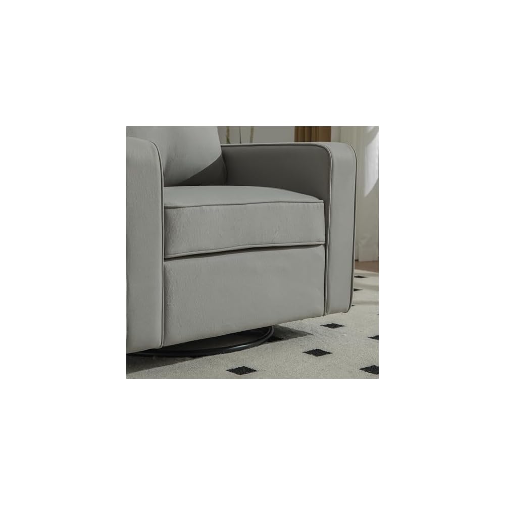 33.6''W Upholstered 360° Swivel Armchair with Hidden Storage, Tech Cloth Fabric Armrests Accent Square Club Chair Single Sofa with Pillow for Living Room, Bedroom,Reading Nook,Corner
