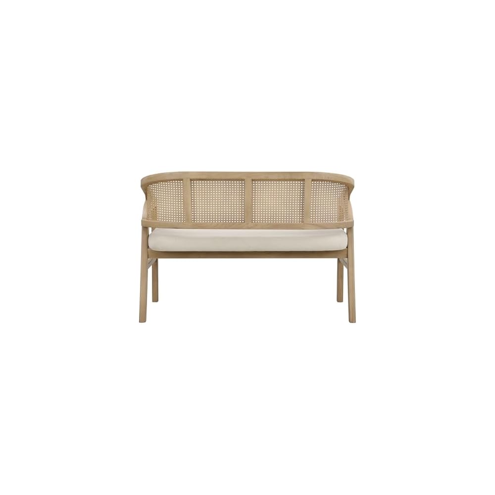 Christopher Knight Home Faritel Upholstered Loveseat Sofa with Rubberwood Frame, Comfy Living Room 2-Seater Sofa, Space-Saving Couch for Hotel/Apartment, Beige+Light Ash