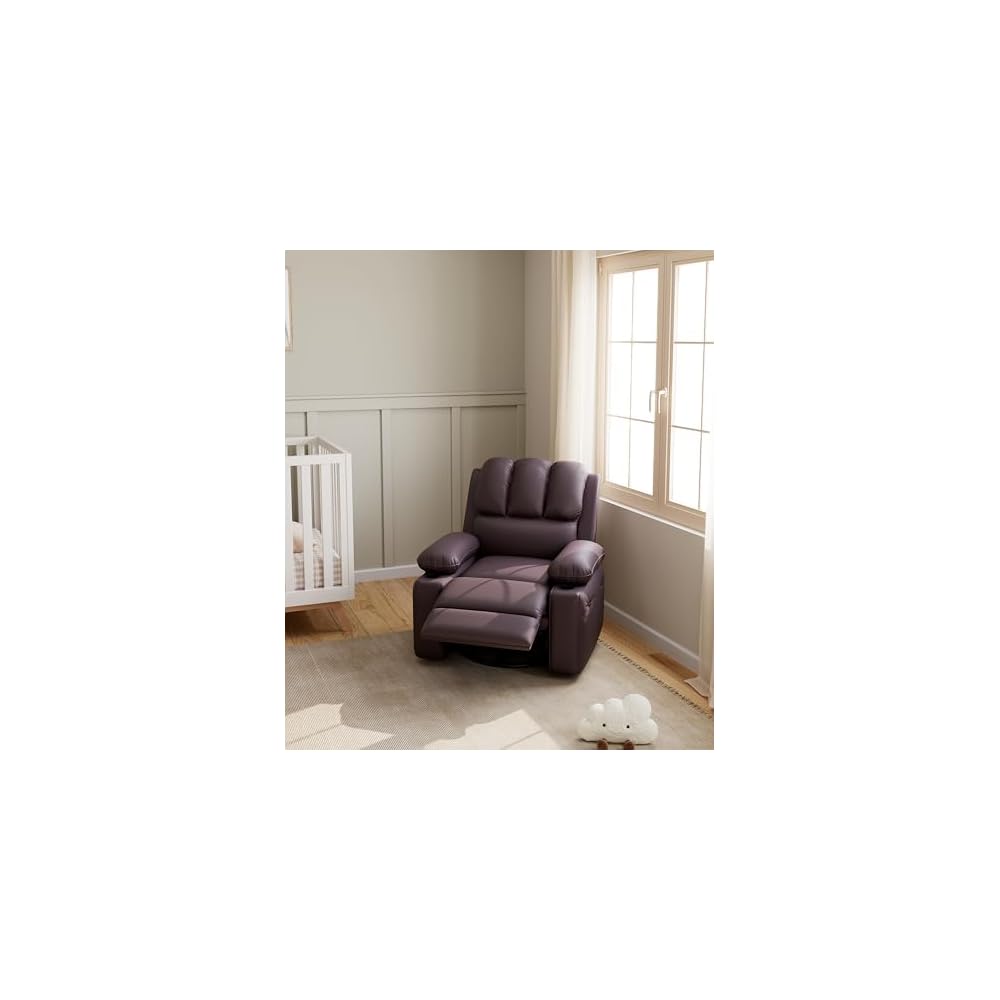 GarveeHome Leather Recliner Chair, Manual Recliner w/Comfortable Arms and Cup Holders for Living Room CF8011 - Brown, Medium