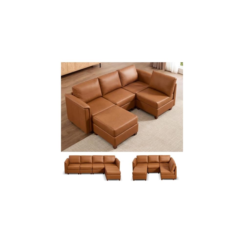 Modern Sectional Sofa,Faux Leather Modular Sectional Couchs with Storage