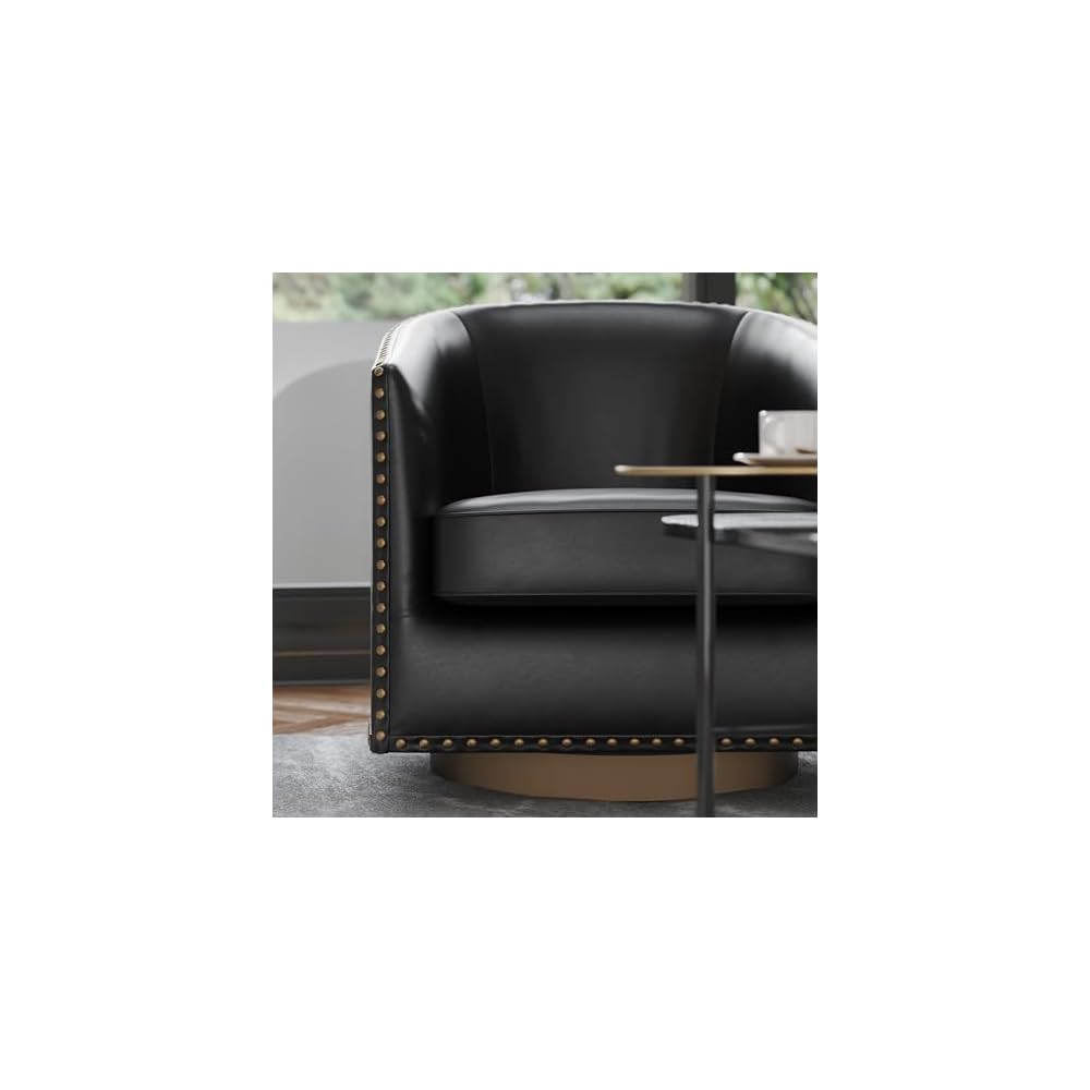 Flash Furniture Commercial LeatherSoft Swivel Barrel Armchair, Black