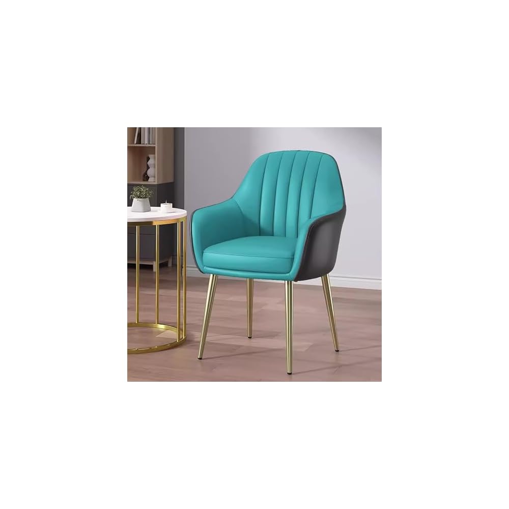 Makeup Chair, Faux Leather Arm Upholstered Vanity Chair, with Metal Legs Makeup Vanity Chair, for Living Room, Desk Makeup (Color : Dark Gray)