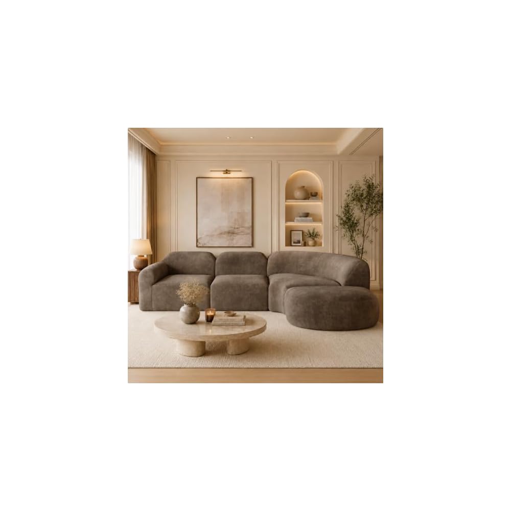 Merax 4-Seat Curved Modular Sofa, Fully Assembled Modern Couch