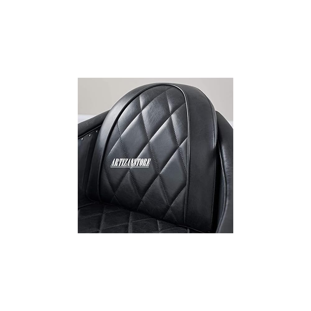 ARTIZANSTORE Genuine Leather Chair, Century Modern Vintage Genuine Leather Accent Arm Chair with Vintage Aluminum Spitfire Chair (Black)