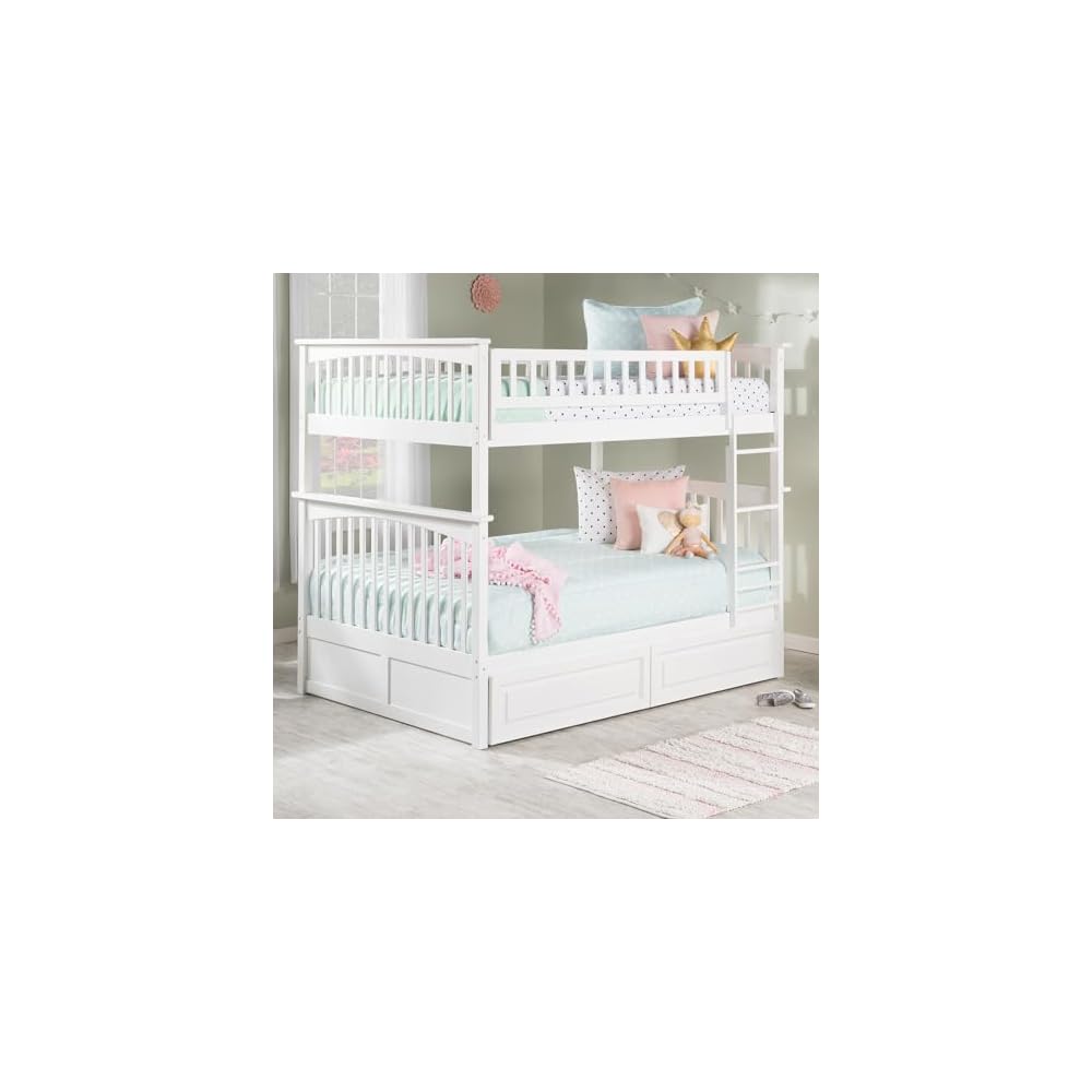 AFI, Columbia Bunk Bed Full Over Full with Raised Panel Bed Drawers, White