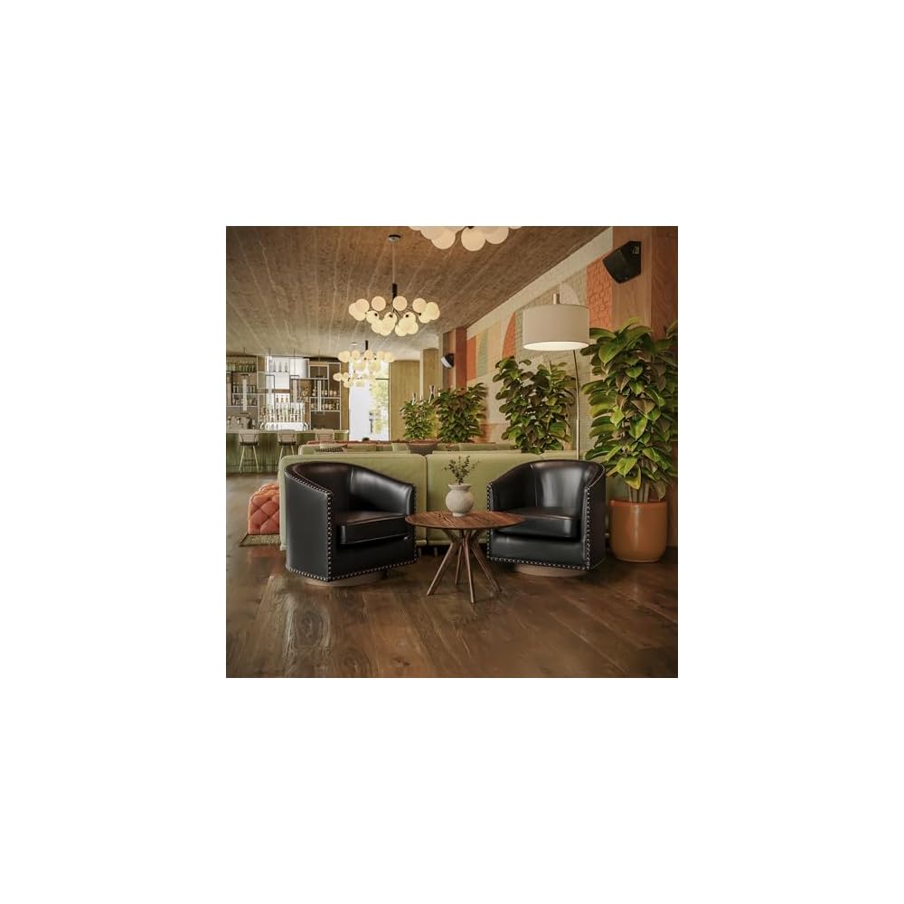 Flash Furniture Commercial LeatherSoft Swivel Barrel Armchair, Black