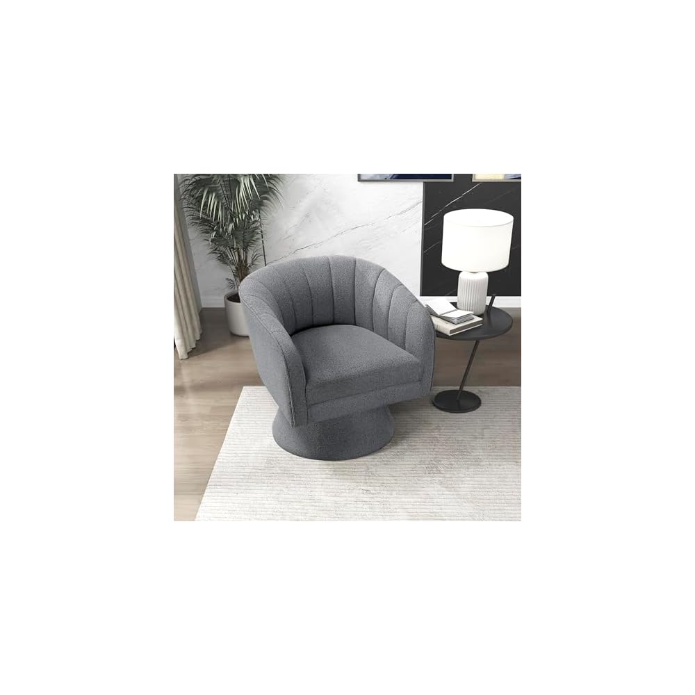 Lexicon Velvet Upholstered Swivel Accent Chair, Channel Stitched,Dark Green