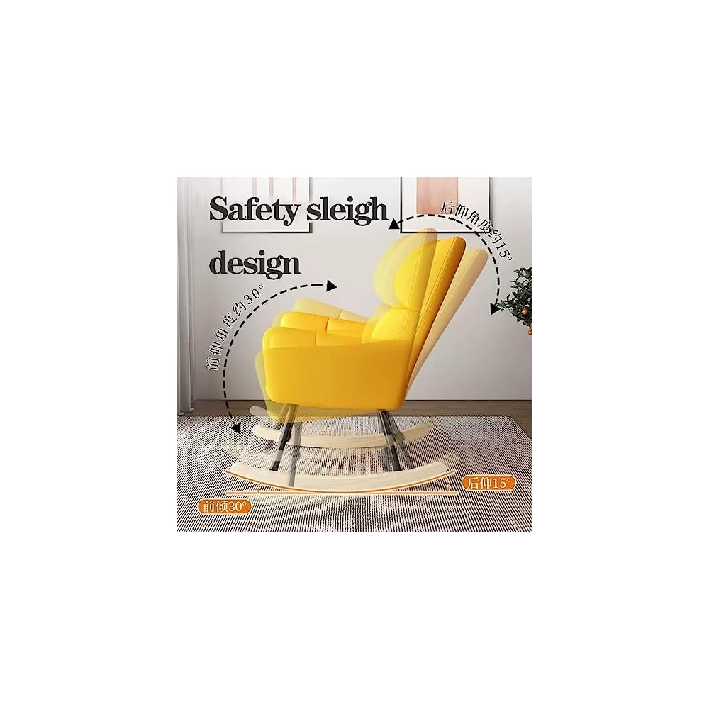 LSLYTQ upholsted Rocking Chair,Living Room Rocking Chair Reclin Fabric Upholsted w High Backrest,Rocking Comfortable Chairs