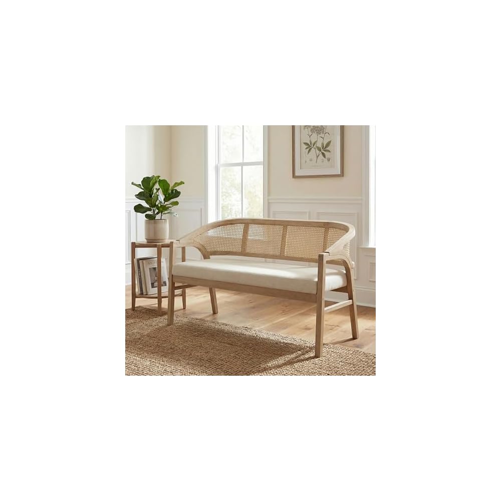 Christopher Knight Home Faritel Upholstered Loveseat Sofa with Rubberwood Frame, Comfy Living Room 2-Seater Sofa, Space-Saving Couch for Hotel/Apartment, Beige+Light Ash