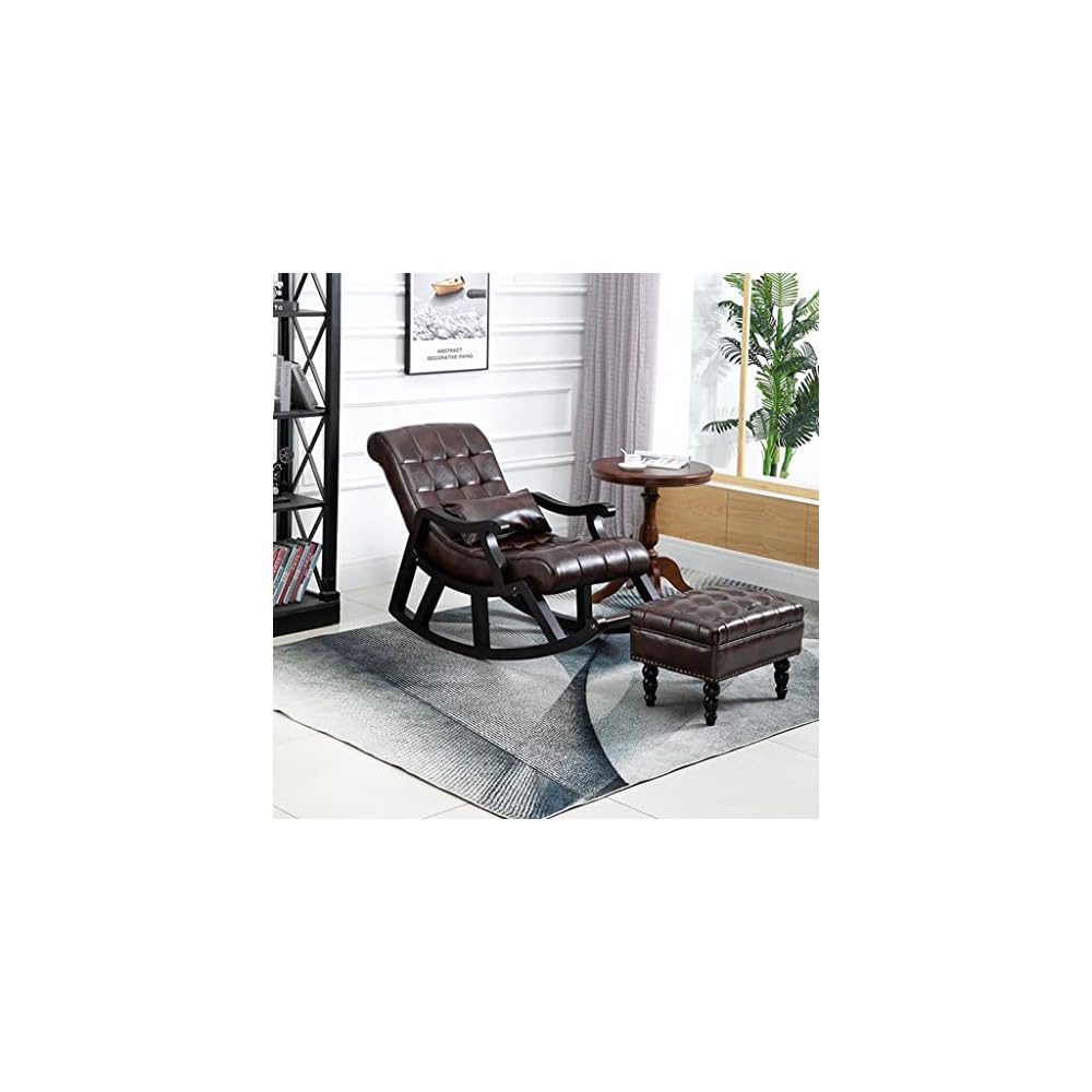 LSLYTQ Dark Green er Recliner Chair for Bedroom Living Room Ergonomic Single Lazy Rocking Armchair Upholstered