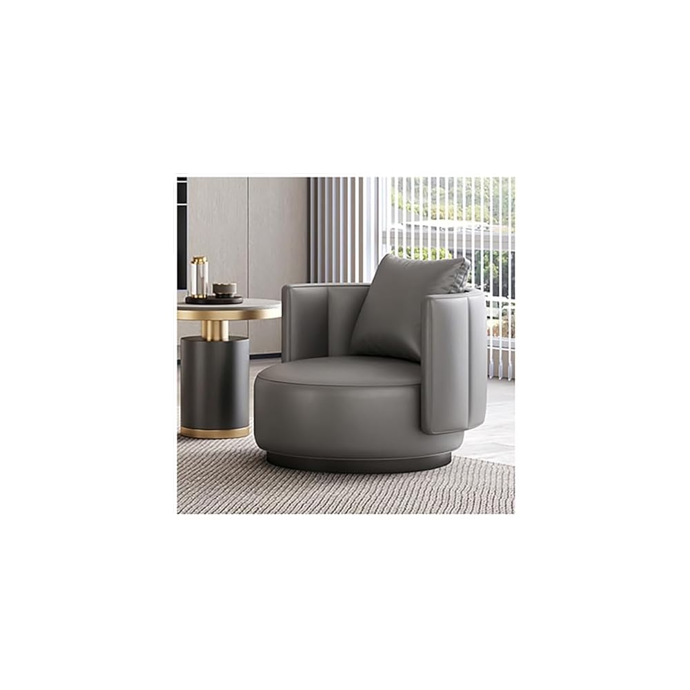 Lounge Chair Luxury Nordic Style Leather Single Sofa Mid-Century Armchair Backrest High-Density Sponge Modern Swivel Accent Sofa for Hotel Club Sales Office Living Room Balcony Meetings (Fixed)