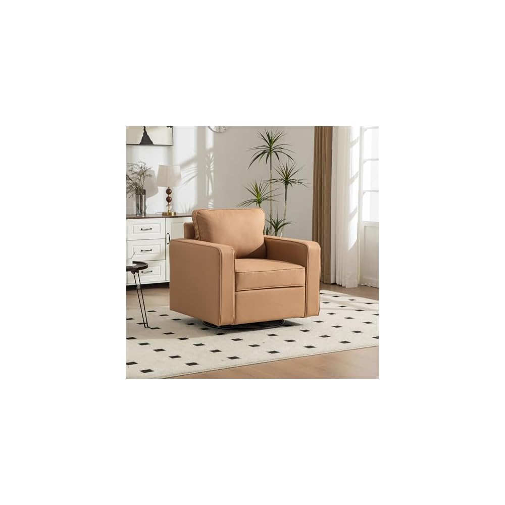 33.6''W Upholstered 360° Swivel Armchair with Hidden Storage, Tech Cloth Fabric Armrests Accent Square Club Chair Single Sofa with Pillow for Living Room, Bedroom,Reading Nook,Corner