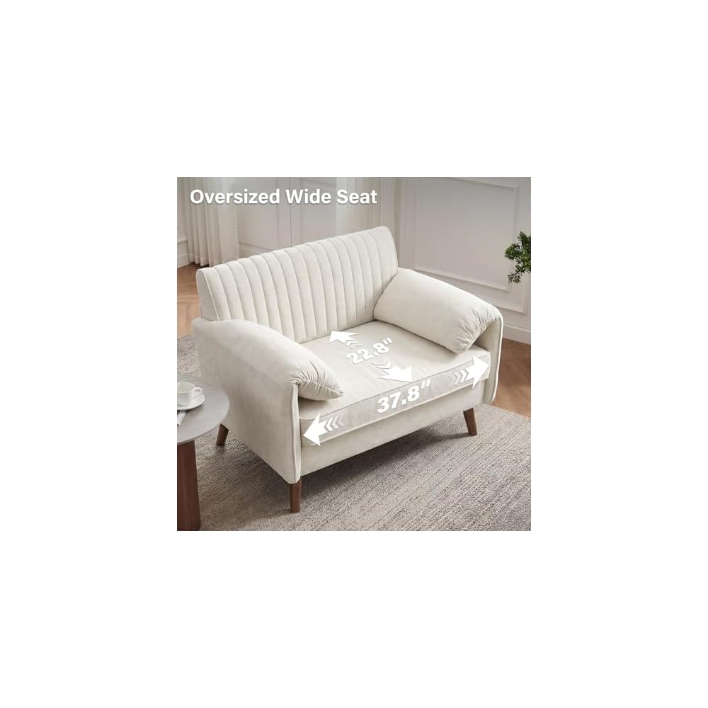 Modern Oversized Accent Reading Chair for Living Room, 43", Chenille, Beige