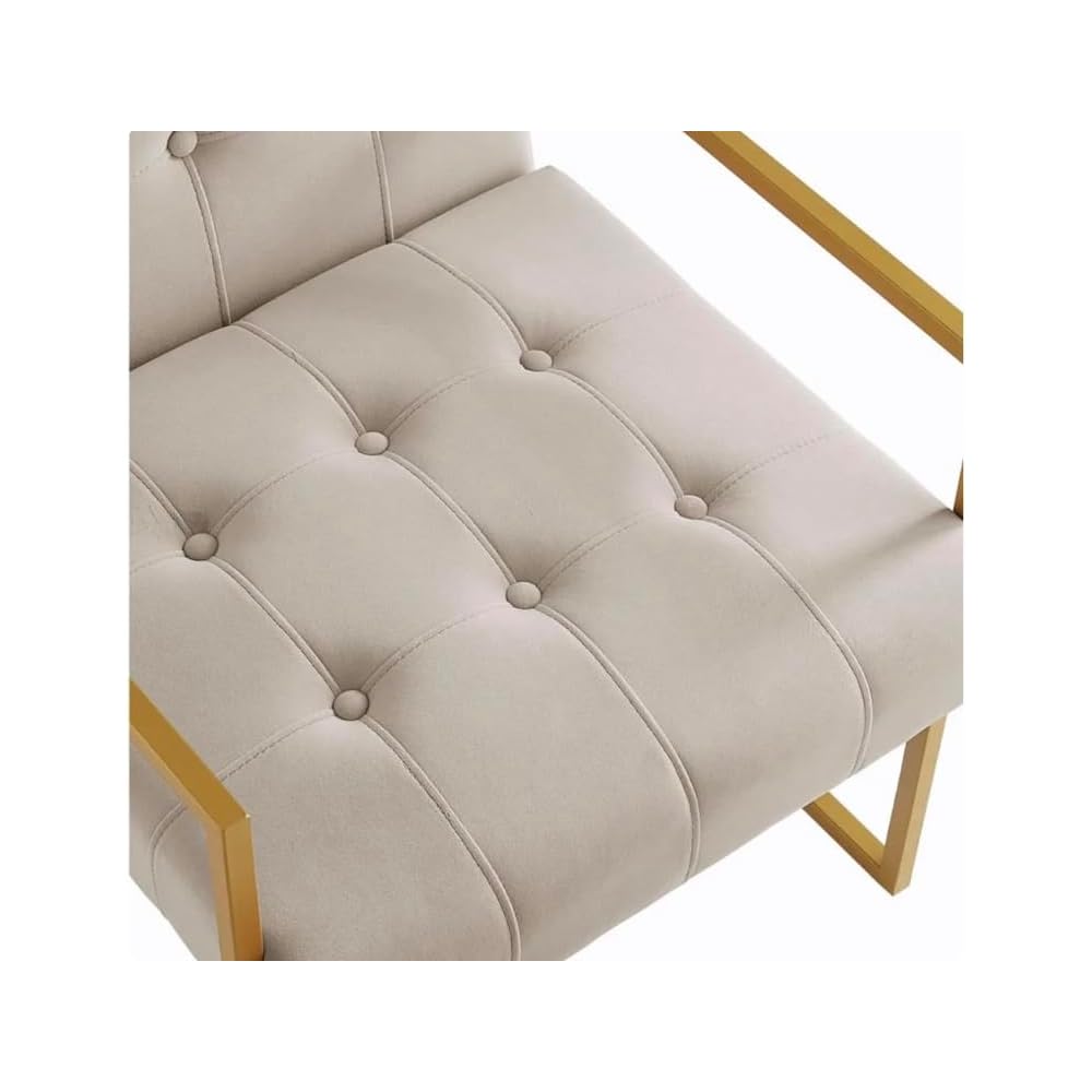 Modern Taupe Velvet Button Tufted Accent Chair with Golden Metal Stand, Decorative Furniture Chairs for Living Room Bedroom (Blush)