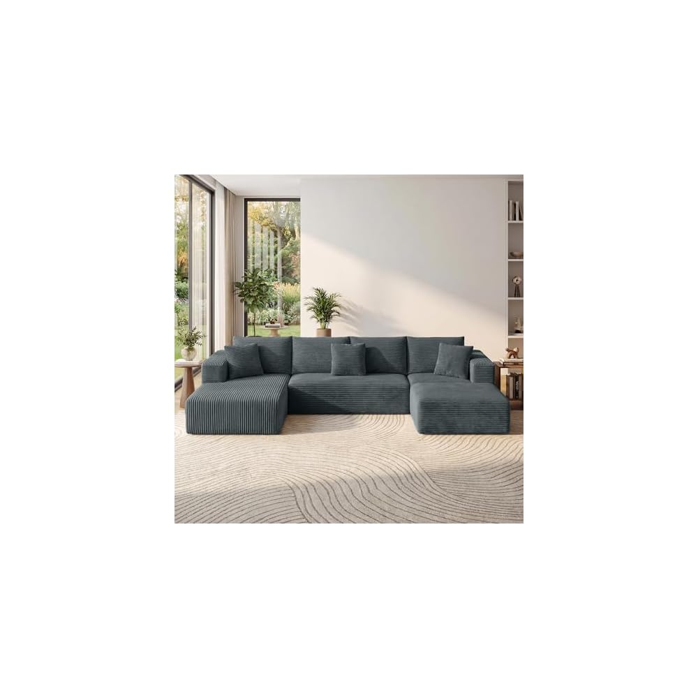 135" Oversized Boneless Couch, All Foam Modular Sectional Couch