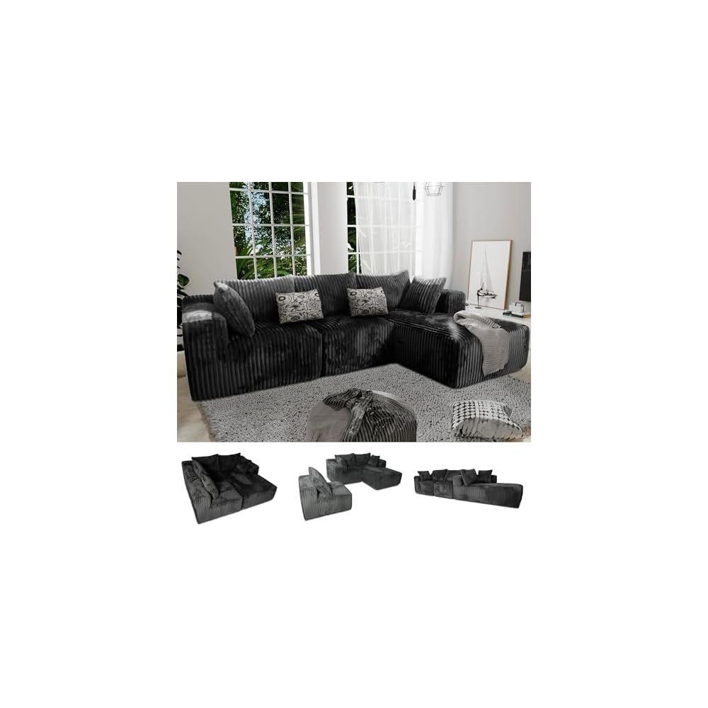 Ribilake 101" Dark Grey Boneless Couch